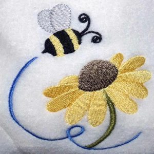 Bee on Flower Embroidered Bib