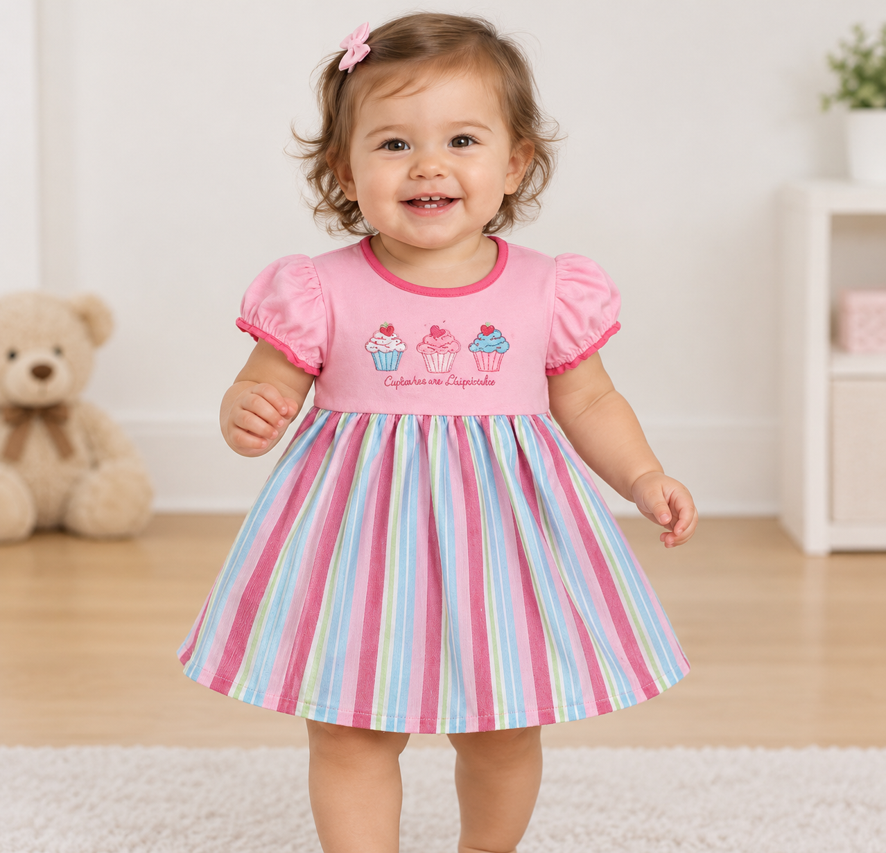 Watch Me Grow Lined Stripe Dress age 12 months